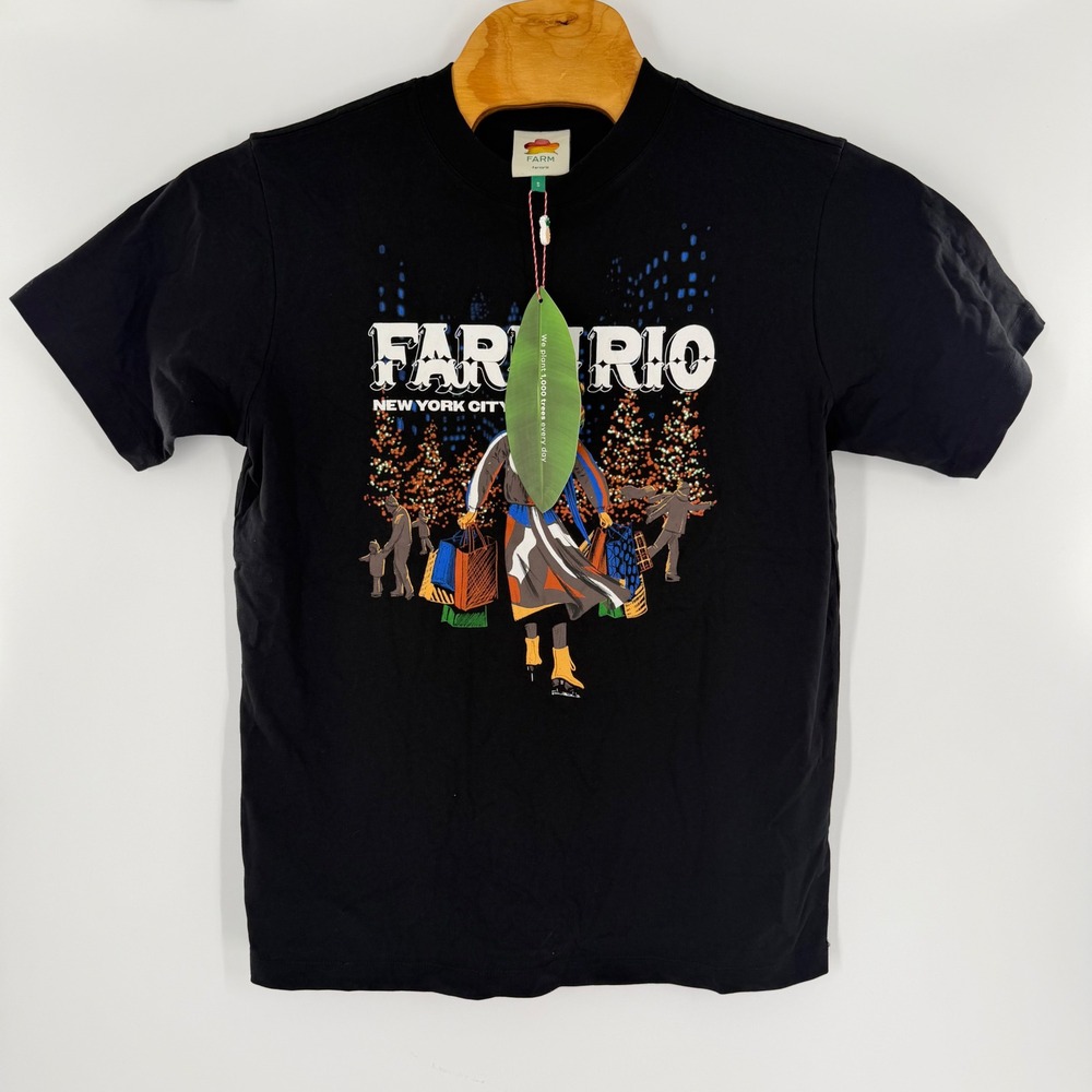 Farm Rio New York City Graphic T-Shirt Black Mens Small SN 354560 NEW